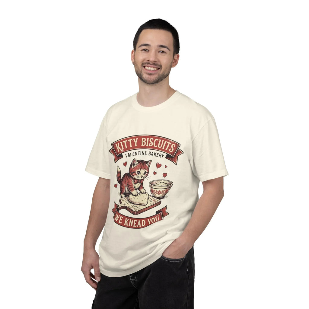 Kitty Biscuits T-Shirt | Valentine Bakery Cat We Knead You Graphic Tee