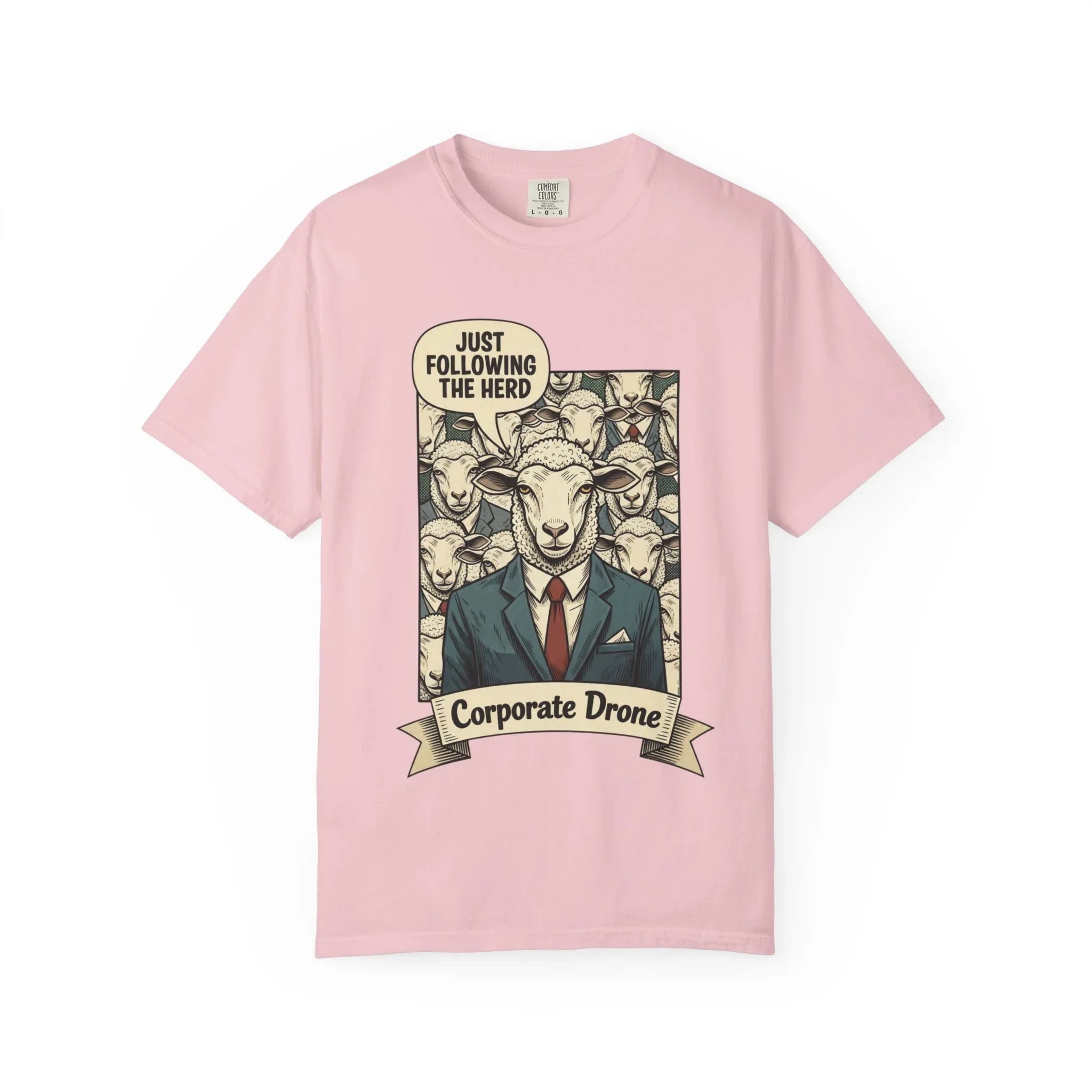 Funny Corporate Drone Shirt - Sheep in Suit Graphic Tee - Sarcastic Office Humor Gift - Vintage Anti-Work Clothing - Relatable Coworker T-Shirt Blossom