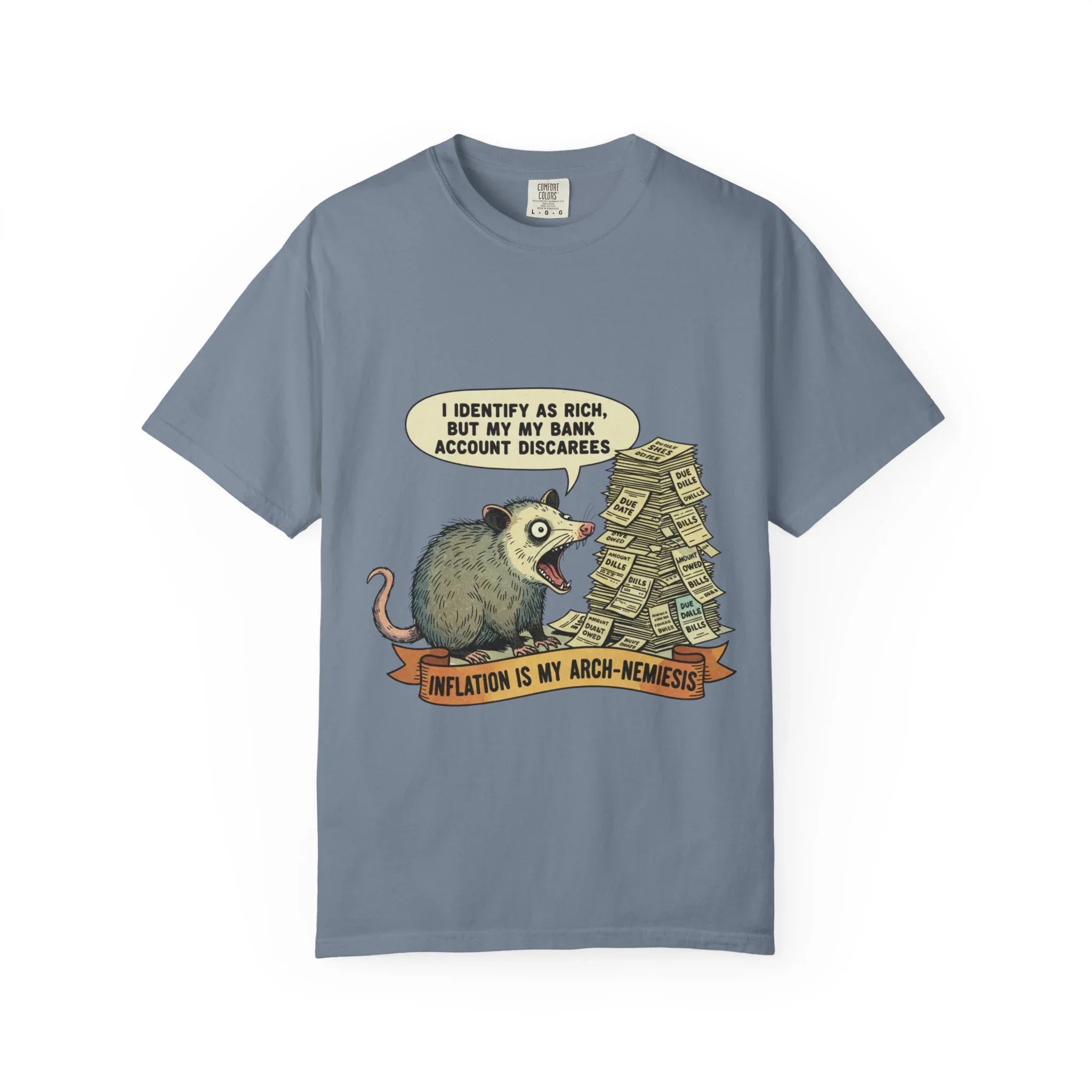 Funny Opossum Shirt Inflation Is My Arch Nemesis Tee Relatable Financial Meme Gift Sarcastic Possum Tshirt Screaming Trash Animal Top Blue Jean
