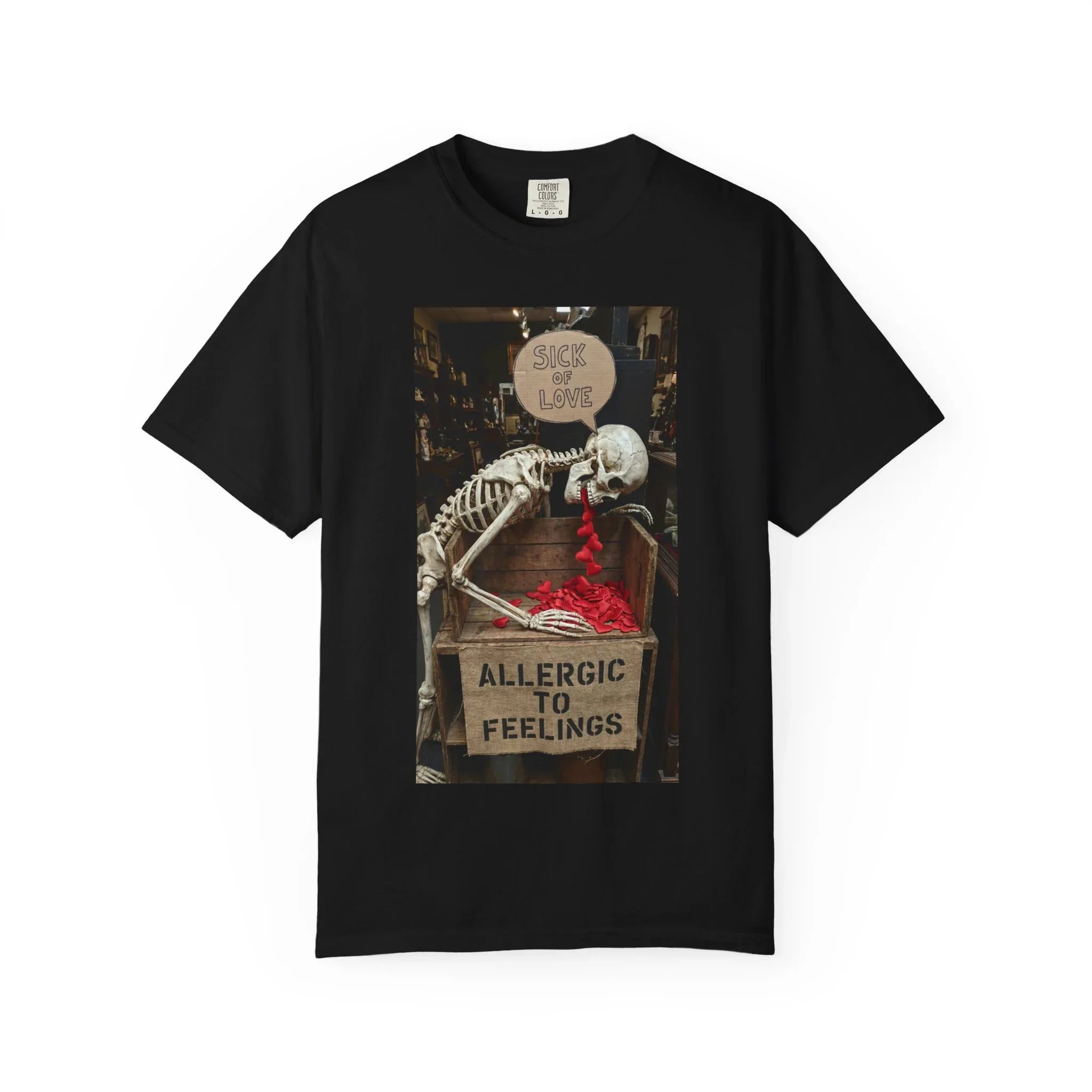 Any Century Now" Skeleton Graphic Tee - Sick of Love & Allergic To Feelings Edition Black