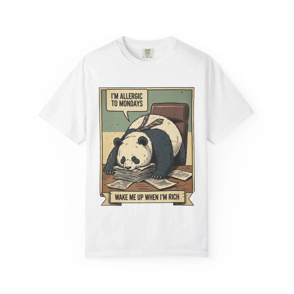 Funny Panda Monday Shirt - "I Am Allergic To Mondays" Hoodie - Office Humor Sweatshirt - "Wake Me Up When I Am Rich" Tee - Relatable Lazy Coworker Gift - Work Sucks Apparel