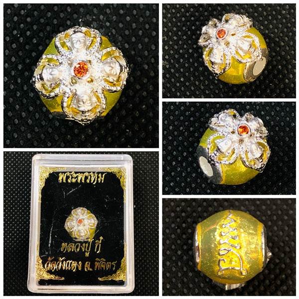 Phra Kru Pilat Thammavimon Blessing Amulet Bracelets ร้านค้าของฉัน Blue enamel Pink enamel Yellow enamel Pink enamel-Yellow enamel-Blue enamel-Green enamel-Orange enamel-Red enamel-Purple enamel-
