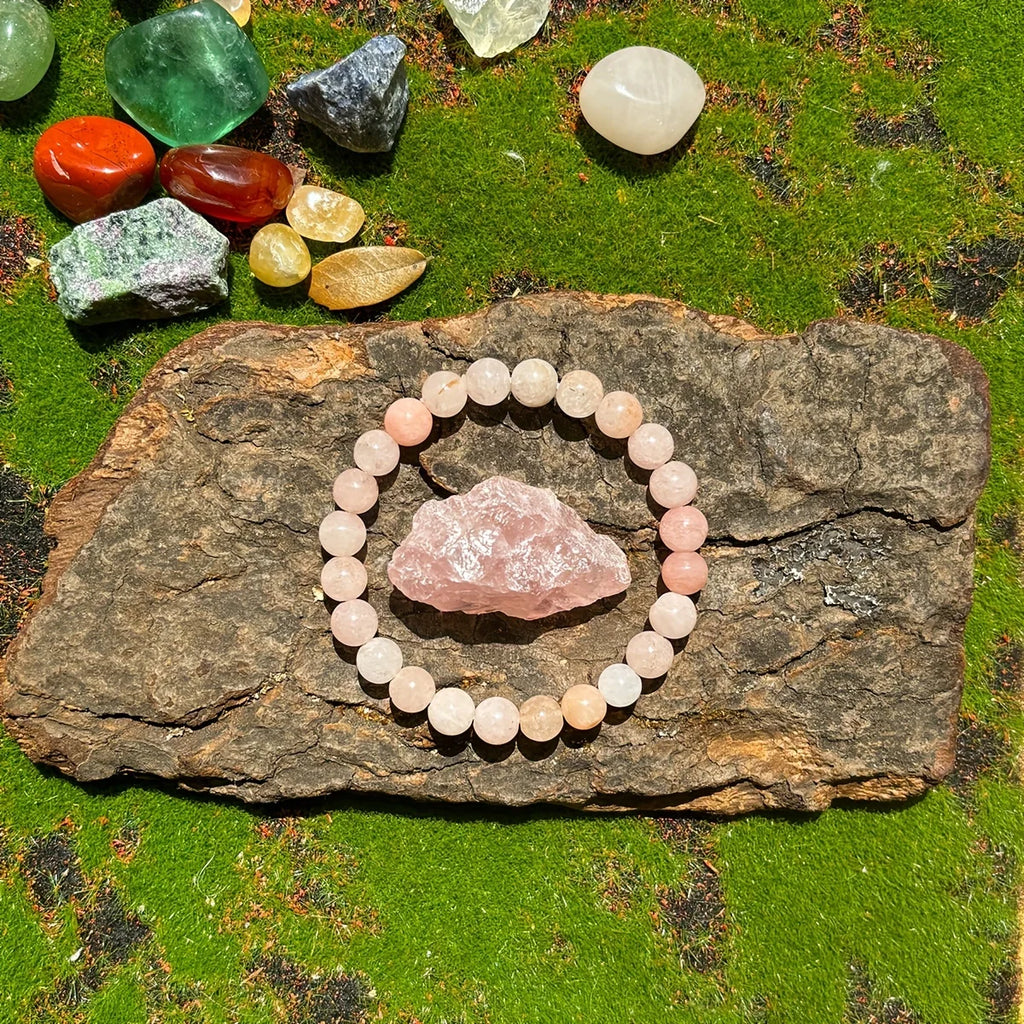 ✨ Rose Quartz Bracelet – Natural Stone Handmade Beads – Unisex Jewelry for Emotional Balance & Chakra Healing – Stylish Christmas Gift
