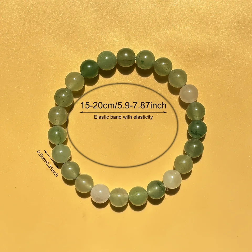 ✨ Natural Stone Green Aventurine Beaded Bracelet – Unisex Positive Energy Jewelry Symbolizing Prosperity, Wealth, and Abundance