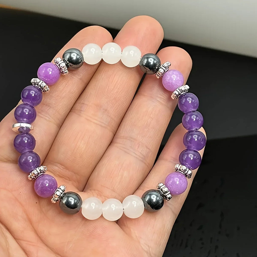 💜 The "Deep Sleep" Synergy Bracelet: Amethyst & Hematite for Rest & Resilience (Homeopathic Aid)