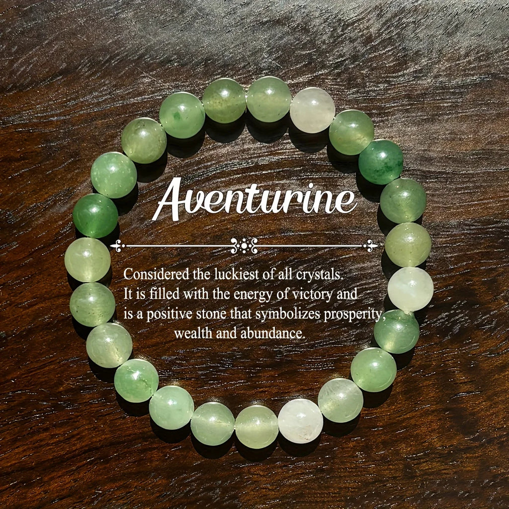 ✨ Natural Stone Green Aventurine Beaded Bracelet – Unisex Positive Energy Jewelry Symbolizing Prosperity, Wealth, and Abundance