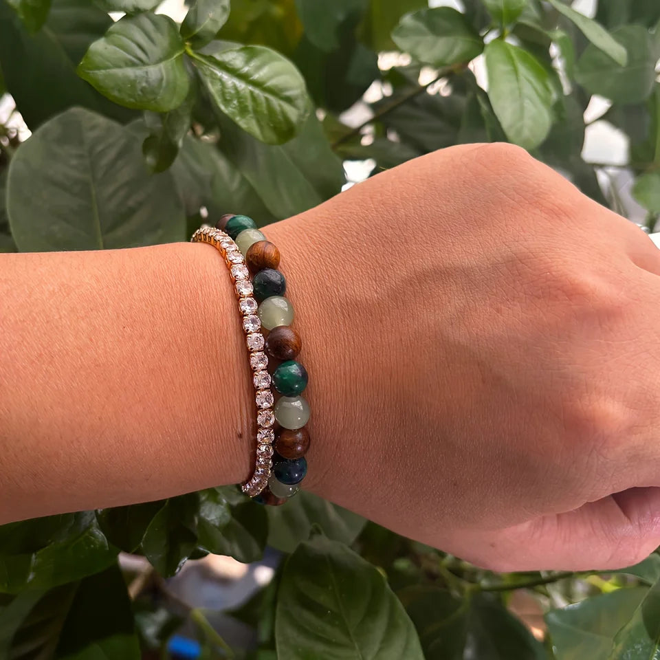 ✨ Wealth and Prosperity Attracting Bracelet – Handmade with Natural Stone and Wooden Beads
