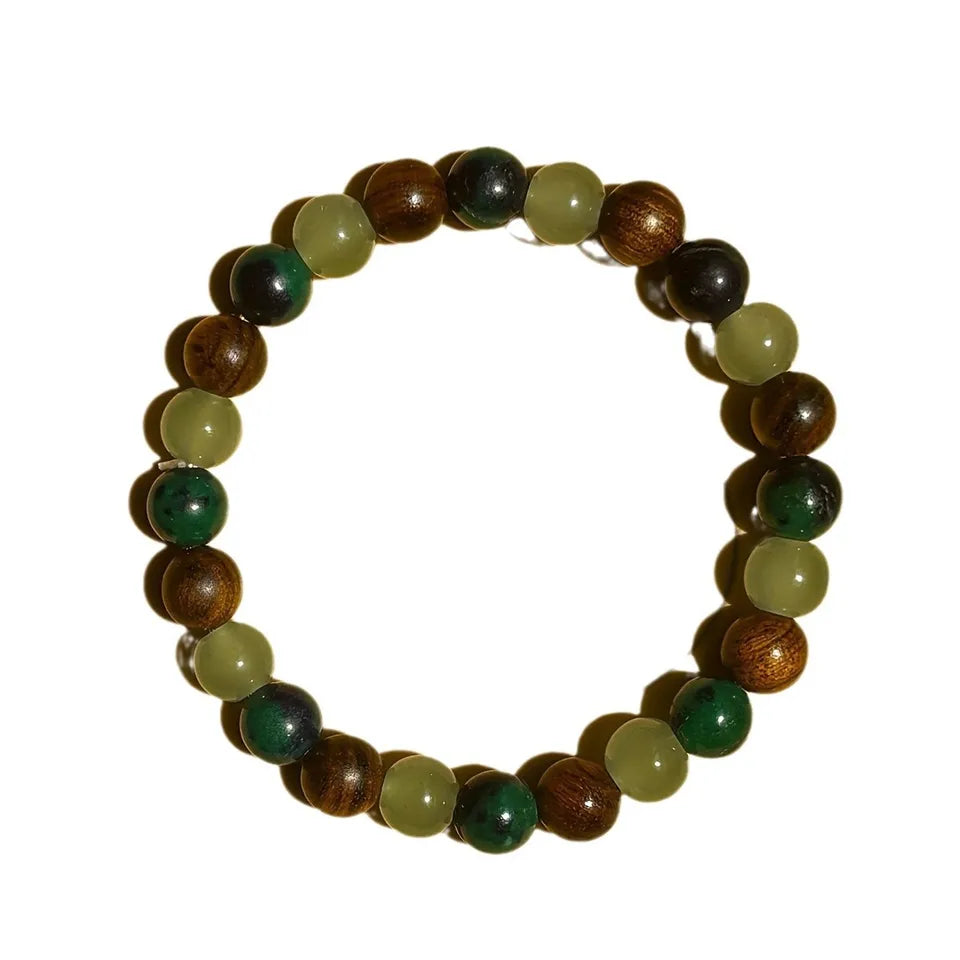✨ Wealth and Prosperity Attracting Bracelet – Handmade with Natural Stone and Wooden Beads