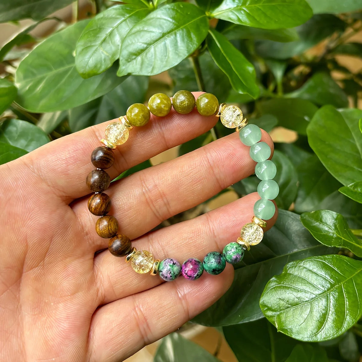 ✨ Chance Bracelet – Natural Stone and Wood Beads – Unisex Handmade Stretch Bracelet Symbolizing Prosperity, Wealth, and Abundance