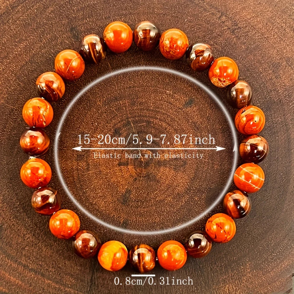 ✨ Women’s Passionate & Powerful Bracelet – 8mm Red Tiger Eye and Red Stone Beads – Fashionable and Energetic Accessory