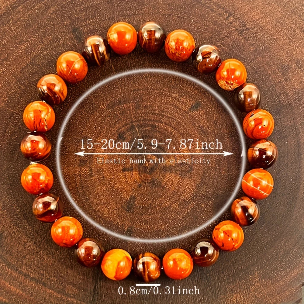 ✨ Women’s Passionate & Powerful Bracelet – 8mm Red Tiger Eye and Red Stone Beads – Fashionable and Energetic Accessory