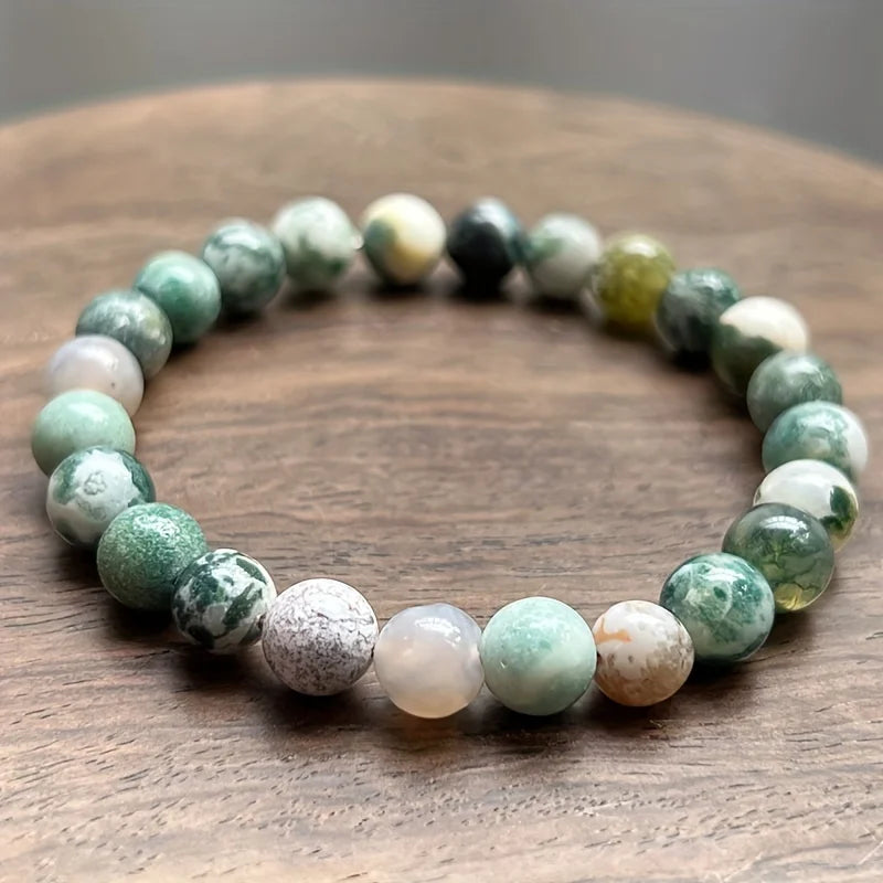 ✨ Vintage Natural Water Grass Agate Bracelet – Enhancing Communication & Empathy – Thoughtful Beaded Jewelry Gift