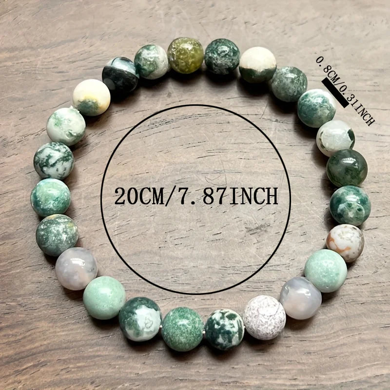 ✨ Vintage Natural Water Grass Agate Bracelet – Enhancing Communication & Empathy – Thoughtful Beaded Jewelry Gift