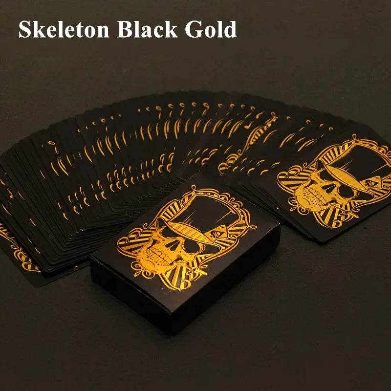 Multi-Style Color Playing Card Set - Waterproof Thai Poker Cards for Board Games, Perfect for Magic & More! Skeleton Black Gold