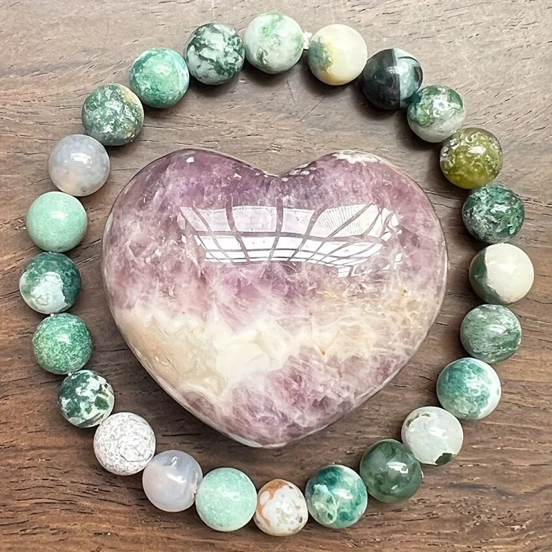 ✨ Vintage Natural Water Grass Agate Bracelet – Enhancing Communication & Empathy – Thoughtful Beaded Jewelry Gift