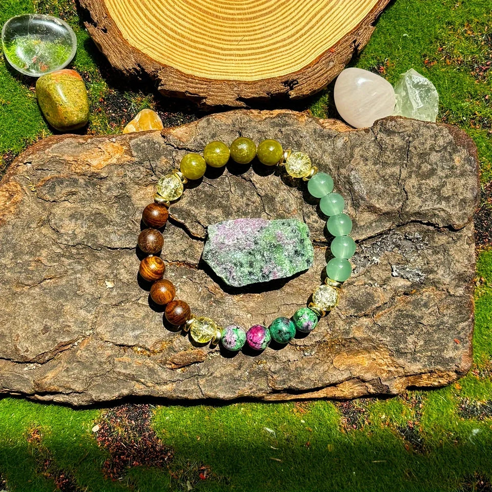 ✨ Chance Bracelet – Natural Stone and Wood Beads – Unisex Handmade Stretch Bracelet Symbolizing Prosperity, Wealth, and Abundance