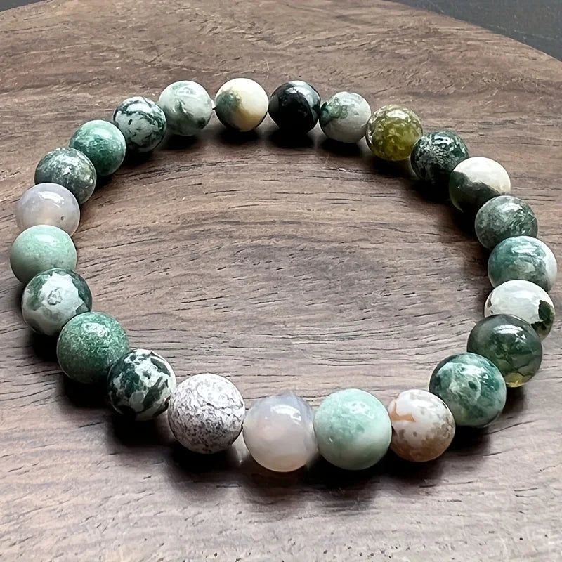 ✨ Vintage Natural Water Grass Agate Bracelet – Enhancing Communication & Empathy – Thoughtful Beaded Jewelry Gift