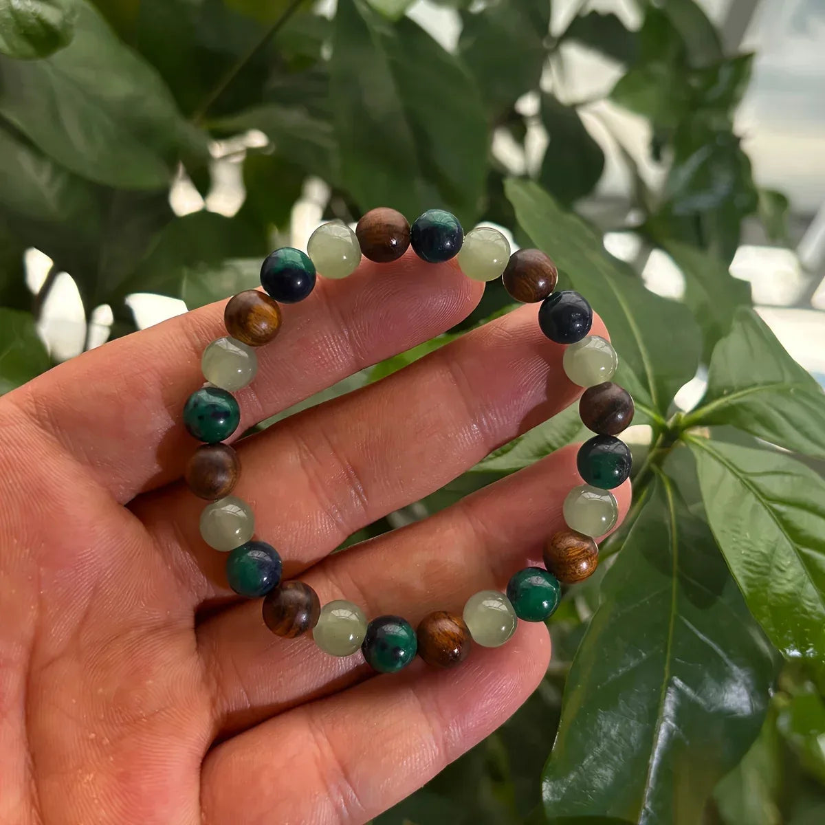 ✨ Wealth and Prosperity Attracting Bracelet – Handmade with Natural Stone and Wooden Beads