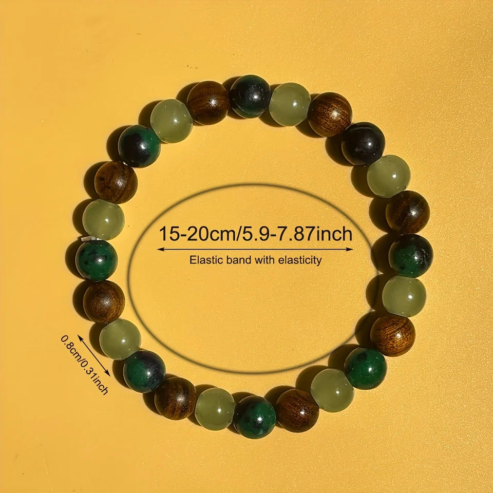 ✨ Wealth and Prosperity Attracting Bracelet – Handmade with Natural Stone and Wooden Beads