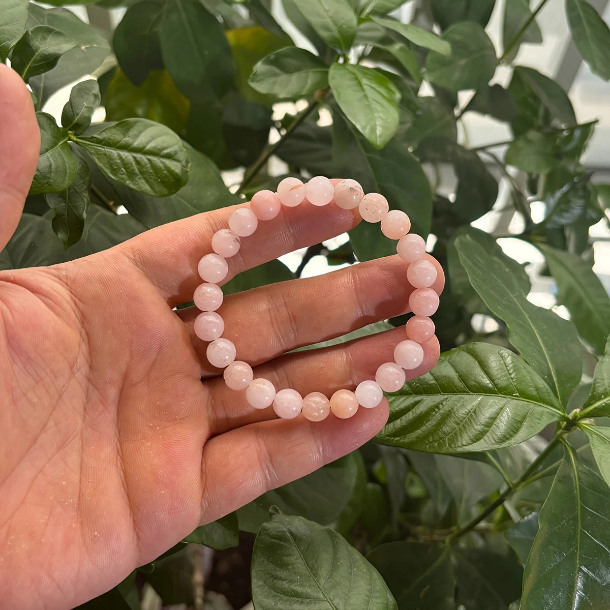 ✨ Rose Quartz Bracelet – Natural Stone Handmade Beads – Unisex Jewelry for Emotional Balance & Chakra Healing – Stylish Christmas Gift