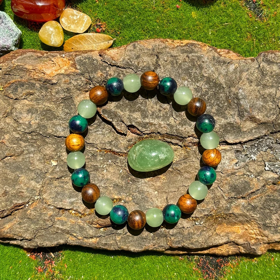 ✨ Wealth and Prosperity Attracting Bracelet – Handmade with Natural Stone and Wooden Beads