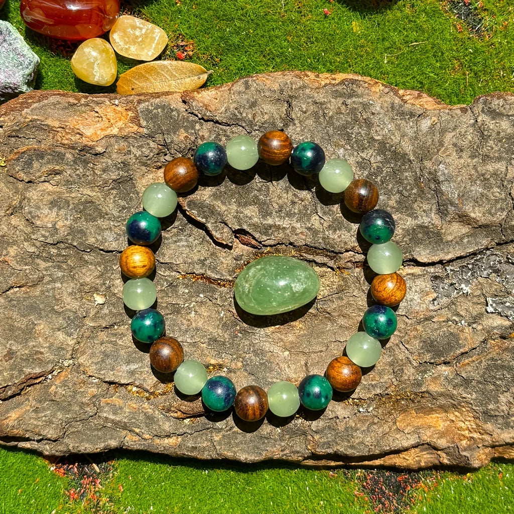 ✨ Wealth and Prosperity Attracting Bracelet – Handmade with Natural Stone and Wooden Beads