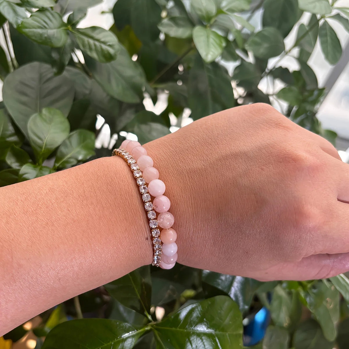 ✨ Rose Quartz Bracelet – Natural Stone Handmade Beads – Unisex Jewelry for Emotional Balance & Chakra Healing – Stylish Christmas Gift