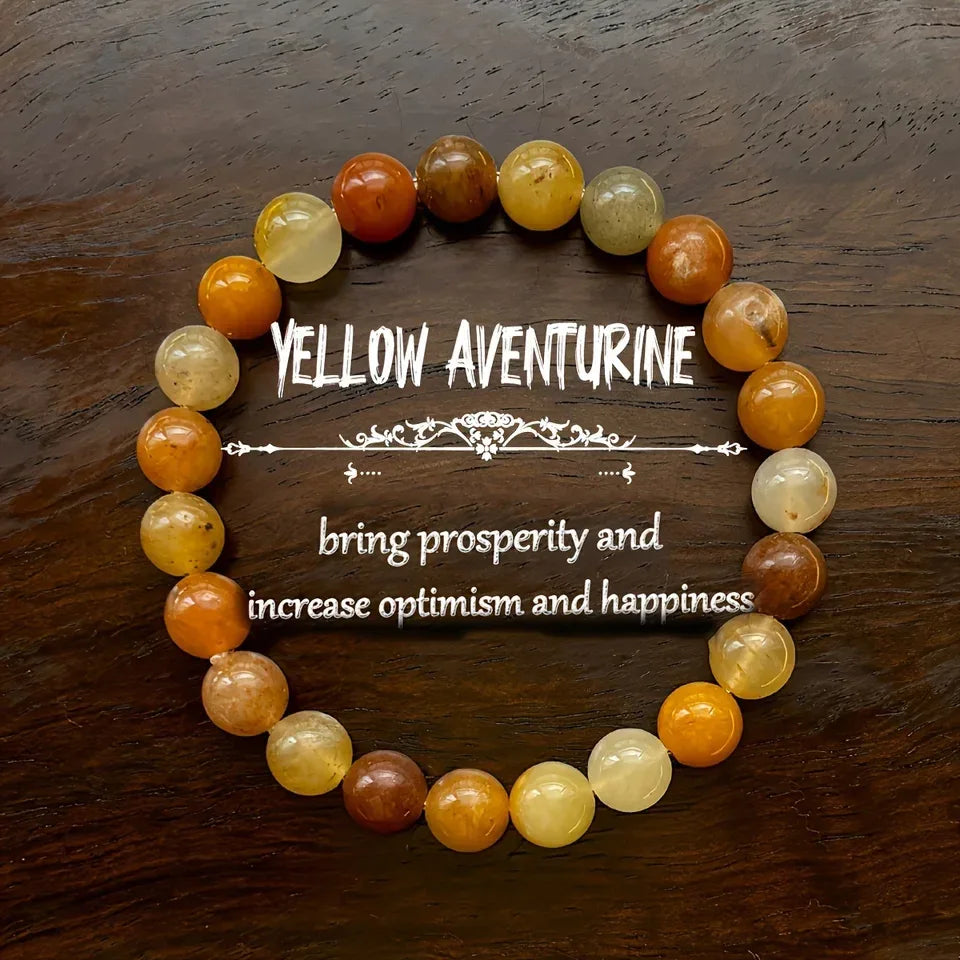 ✨ Natural Stone Yellow Aventurine Handmade Bracelet – Unisex Jewelry for Prosperity, Optimism & Happiness Enhancement 18cm