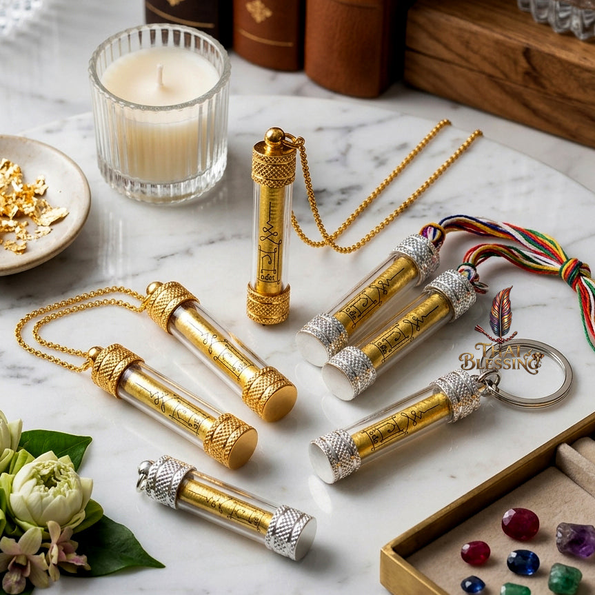 ✨SiamZen™ Authentic Takrut Na Pat Talot Thai Amulet—Solid Silver Gold Leaf Sovereign Authority Presence, Quantum Aura Shielding, Prestige Frequency & Business Abundance Alignment Scroll Talisman 2.5cm Consecrated by Luang Pu Yot Wat Vihan Sung