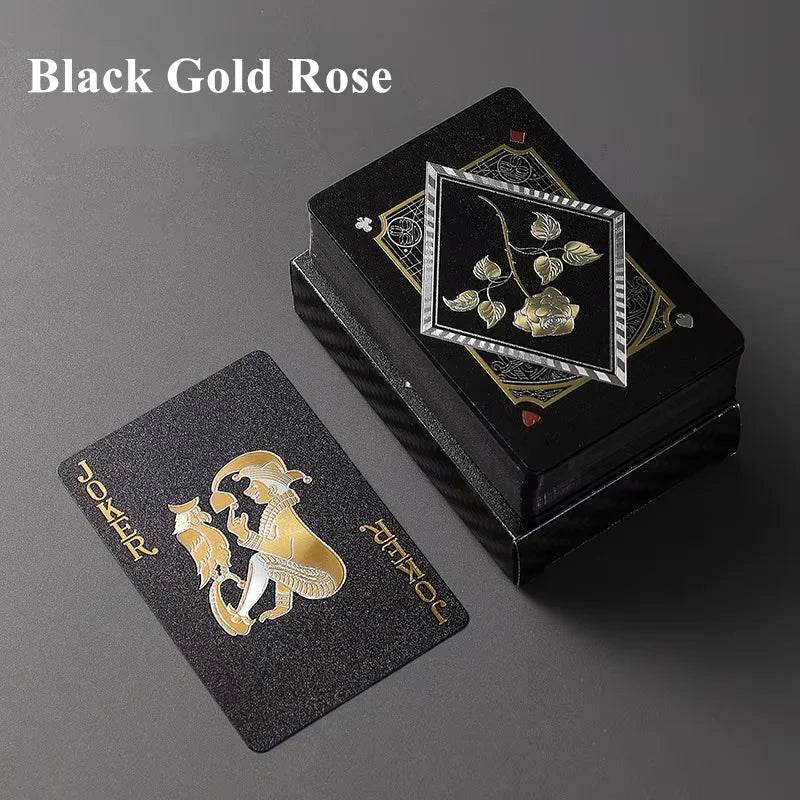 Multi-Style Color Playing Card Set - Waterproof Thai Poker Cards for Board Games, Perfect for Magic & More! Black Gold Rose