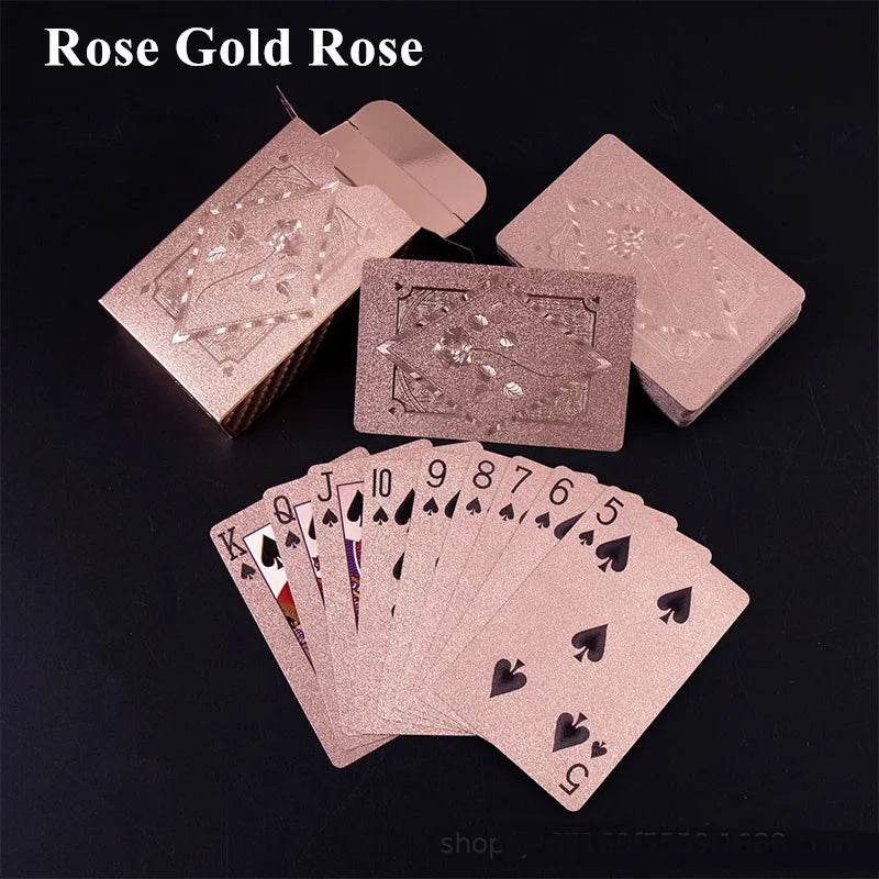 Multi-Style Color Playing Card Set - Waterproof Thai Poker Cards for Board Games, Perfect for Magic & More! Rose Gold Rose