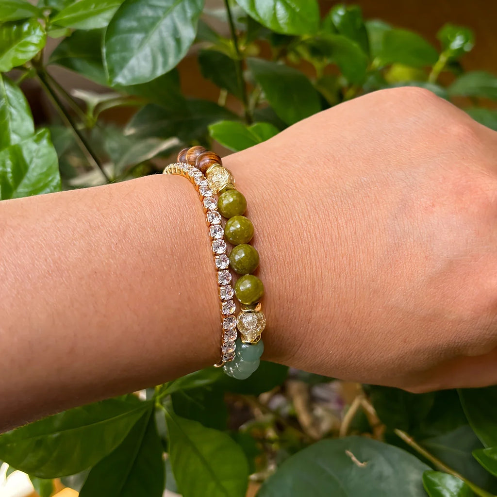 ✨ Chance Bracelet – Natural Stone and Wood Beads – Unisex Handmade Stretch Bracelet Symbolizing Prosperity, Wealth, and Abundance