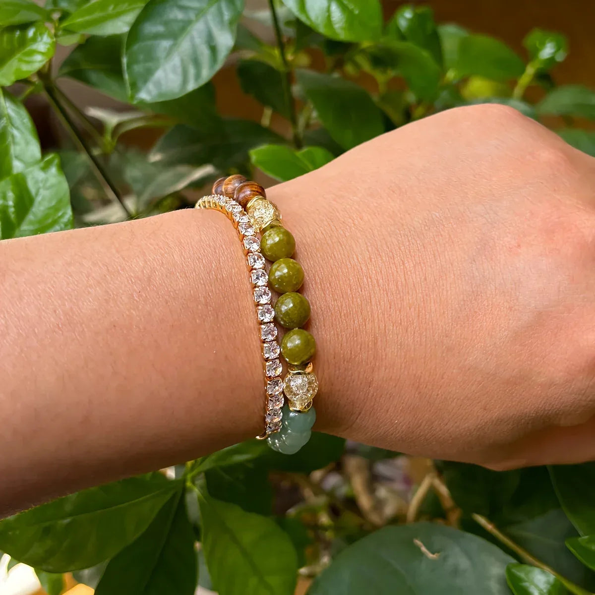 ✨ Chance Bracelet – Natural Stone and Wood Beads – Unisex Handmade Stretch Bracelet Symbolizing Prosperity, Wealth, and Abundance