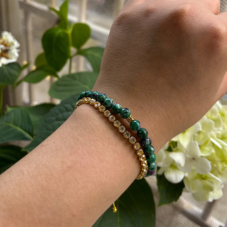 ✨ Abundance & Prosperity Bracelet Amulet – Strength & Courage Root Chakra Stone Beaded Jewelry – Gift for Women