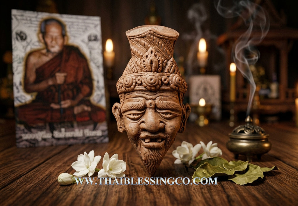 ✨ Imperial Grandmaster Hermit "Ruesi Phetchalukan": Sacred Ancestral Head Amulet for Career Mastery, Destiny Correction, and Infinite Charisma by Luang Pu Jak, Wat Khao Rang Kai (Royal Lineage Edition, Rare "Sow-Long" Herbal Infusion)