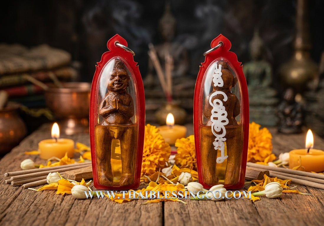 ✨ Sacred Spirit Warrior: "Kuman Thong Phet Kla" Teak Wood Amulet – Ancient Thai Teak Wood Wealth Magnet & Miracle Worker (2023 Edition by Arjan Bank)