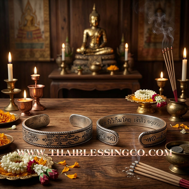 🌟 ✨ Authentic Thai Sacred Bangle 2017: Sovereign "Sian Pae Rong Si" - Jao Sua 10,000 Lan Edition by Kruba Krissana – Premium Alpaca Silver Edition
