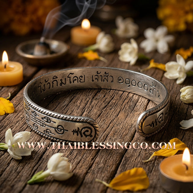 🌟 ✨ Authentic Thai Sacred Bangle 2017: Sovereign "Sian Pae Rong Si" - Jao Sua 10,000 Lan Edition by Kruba Krissana – Premium Alpaca Silver Edition