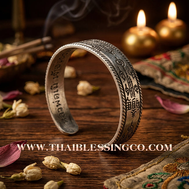 🌟 ✨ Authentic Thai Sacred Bangle 2017: Sovereign "Sian Pae Rong Si" - Jao Sua 10,000 Lan Edition by Kruba Krissana – Premium Alpaca Silver Edition