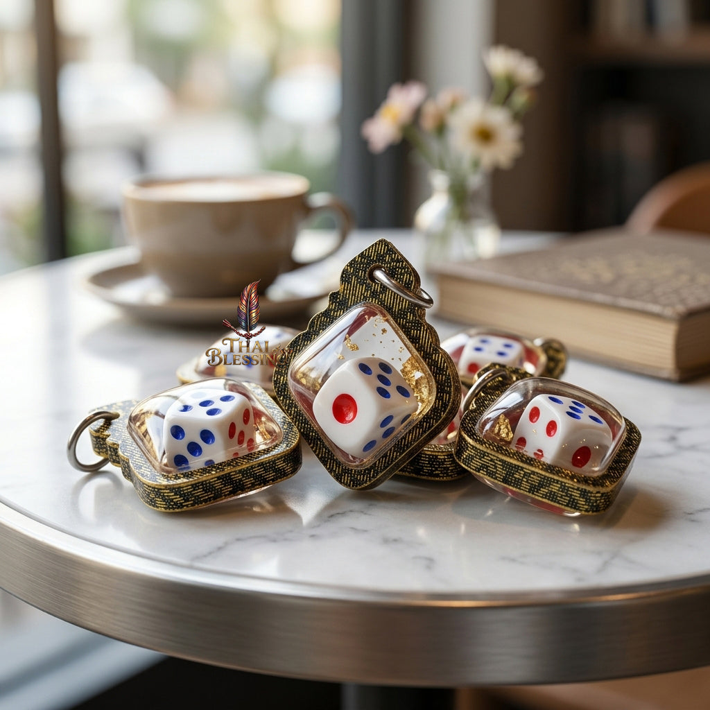 🎲 The Gambler’s Vanguard: Takrut Kan Panan & Lucky Dice Set – Luang Pu Kam Peng – The Ultimate Alchemical Engine for High-Stakes Victory and Infinite Wealth! Gambling Dice Amulet