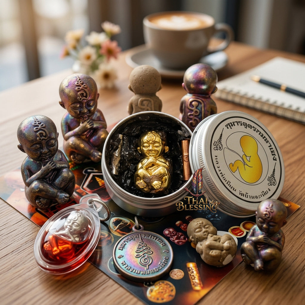 🔱 Kuman Dood Rok Maha Heng – The Billionaire’s Navigator of Eternal Abundance – "Maha Sanaeh Pan Lan" Edition – Embedded with Black Metta Wax & Twin Takruts – Luang Phor Mian, Wat Ban Janiang (2566) – The Ultimate Engine