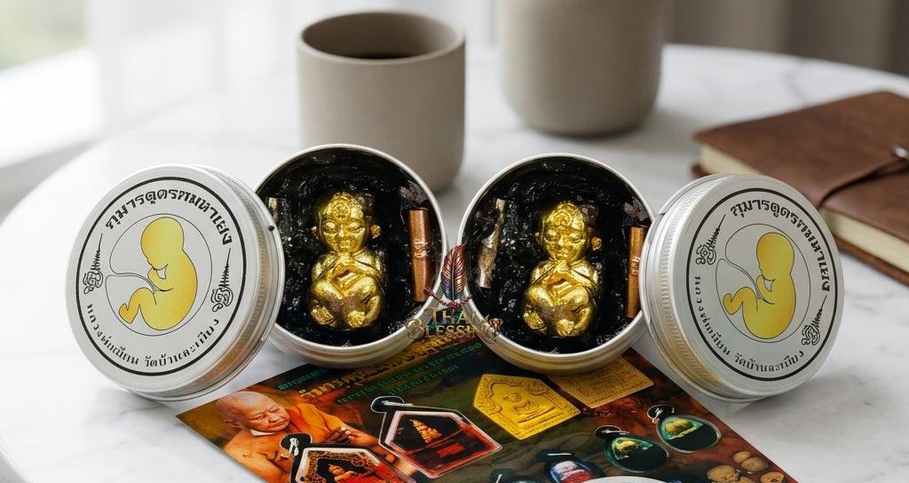 🔱 Kuman Dood Rok Maha Heng – The Billionaire’s Navigator of Eternal Abundance – "Maha Sanaeh Pan Lan" Edition – Embedded with Black Metta Wax & Twin Takruts – Luang Phor Mian, Wat Ban Janiang (2566) – The Ultimate Engine
