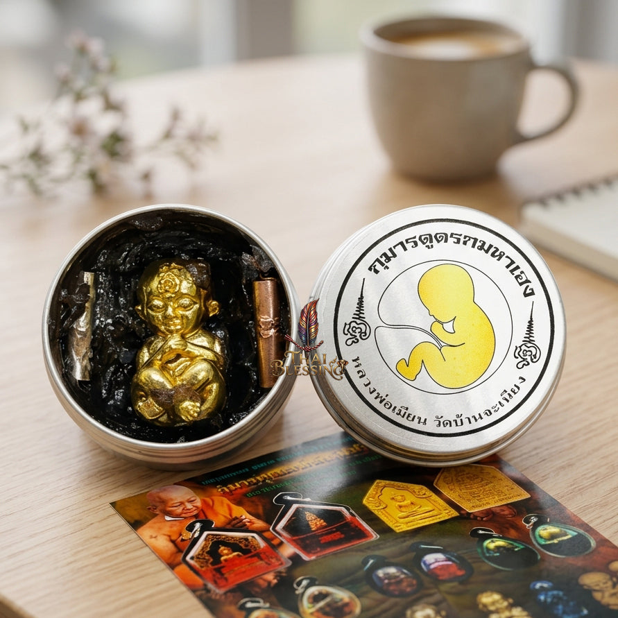 🔱 Kuman Dood Rok Maha Heng – The Billionaire’s Navigator of Eternal Abundance – "Maha Sanaeh Pan Lan" Edition – Embedded with Black Metta Wax & Twin Takruts – Luang Phor Mian, Wat Ban Janiang (2566) – The Ultimate Engine