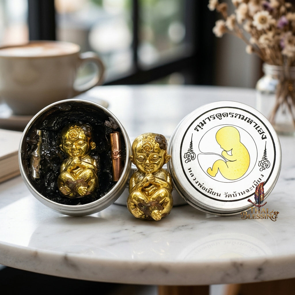 🔱 Kuman Dood Rok Maha Heng – The Billionaire’s Navigator of Eternal Abundance – "Maha Sanaeh Pan Lan" Edition – Embedded with Black Metta Wax & Twin Takruts – Luang Phor Mian, Wat Ban Janiang (2566) – The Ultimate Engine