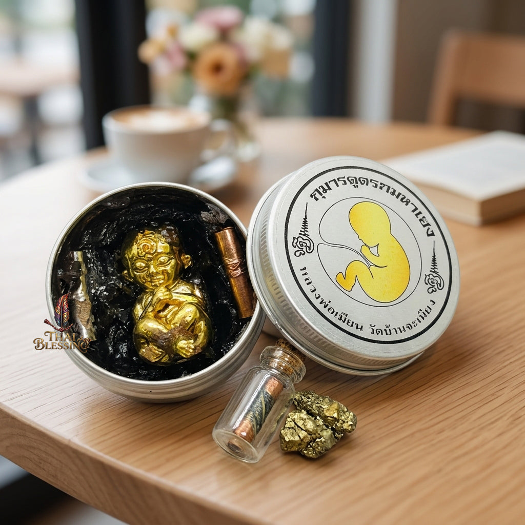 🔱 Kuman Dood Rok Maha Heng – The Billionaire’s Navigator of Eternal Abundance – "Maha Sanaeh Pan Lan" Edition – Embedded with Black Metta Wax & Twin Takruts – Luang Phor Mian, Wat Ban Janiang (2566) – The Ultimate Engine