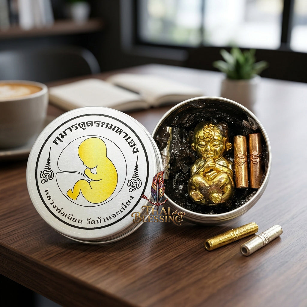 🔱 Kuman Dood Rok Maha Heng – The Billionaire’s Navigator of Eternal Abundance – "Maha Sanaeh Pan Lan" Edition – Embedded with Black Metta Wax & Twin Takruts – Luang Phor Mian, Wat Ban Janiang (2566) – The Ultimate Engine