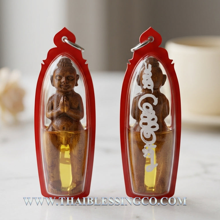 ✨ Sacred Spirit Warrior: "Kuman Thong Phet Kla" Teak Wood Amulet – Ancient Thai Teak Wood Wealth Magnet & Miracle Worker (2023 Edition by Arjan Bank)