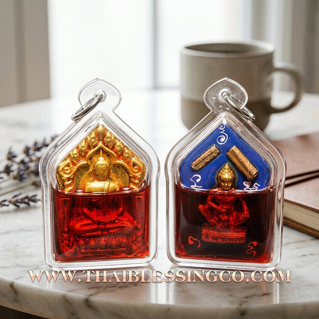 ✨ Phra Khunphaen Prai Kuman "The Hypnotic Commander" Edition: Wild Golden Flower Herb Essence Immersed in Red Rooster Oil with Twin Wealth