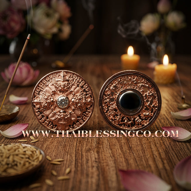 ✨🌑 Sacred "Rian Rahu Phi Chai Sombat" (The Victorious Rahu of Treasures) – Rose Gold-Plated Samrit EditionThe Ultimate Celestial Shield for Financial Command, Destiny Realignment, and Unshakeable Authority!