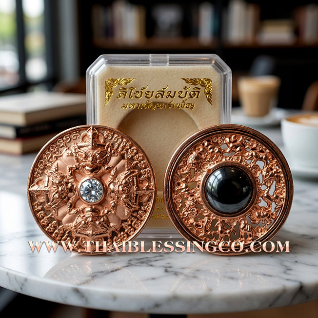 ✨🌑 Sacred "Rian Rahu Phi Chai Sombat" (The Victorious Rahu of Treasures) – Rose Gold-Plated Samrit EditionThe Ultimate Celestial Shield for Financial Command, Destiny Realignment, and Unshakeable Authority!
